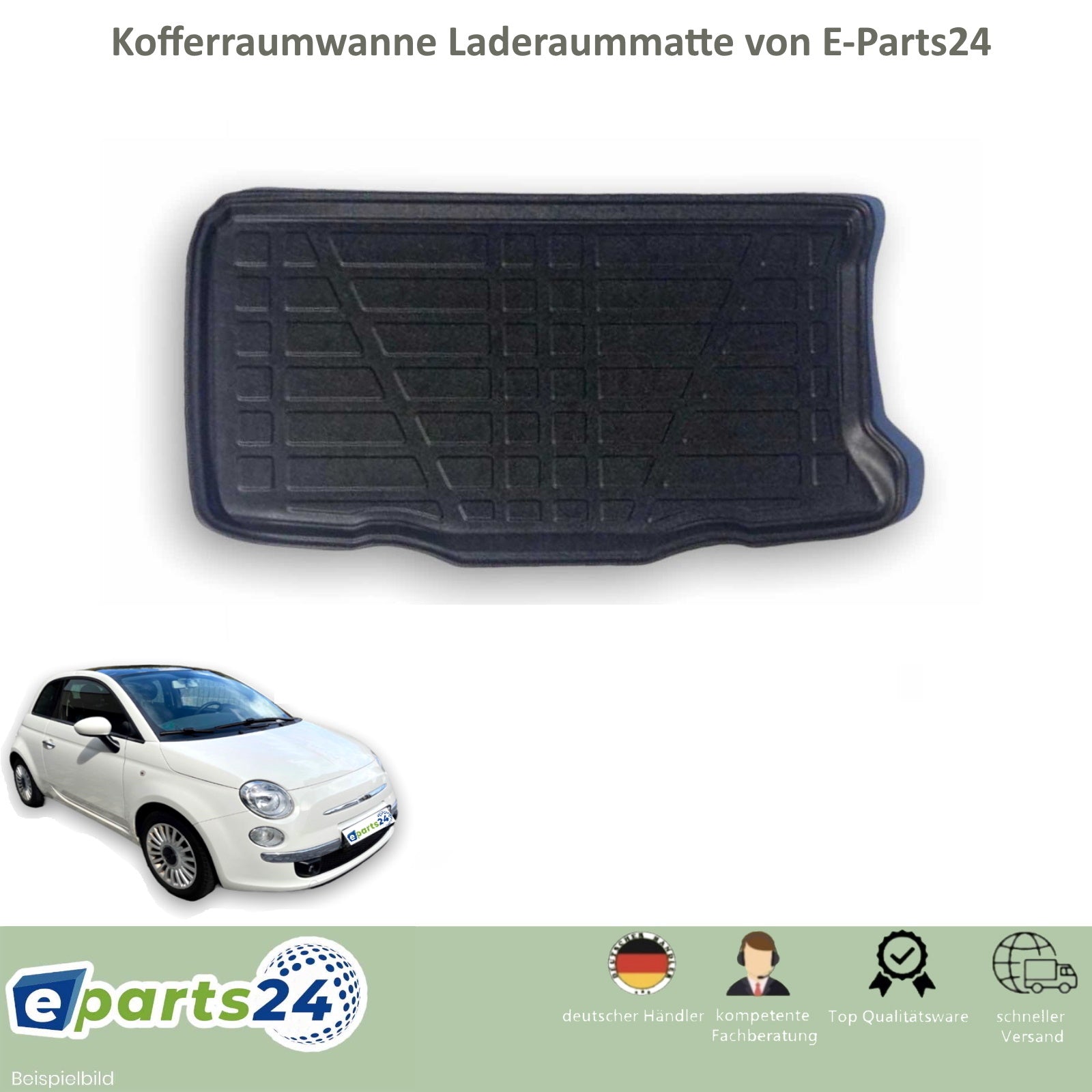 Trunk liner, rubber boot mat, cargo liner for Fiat 500 500C year 2007-