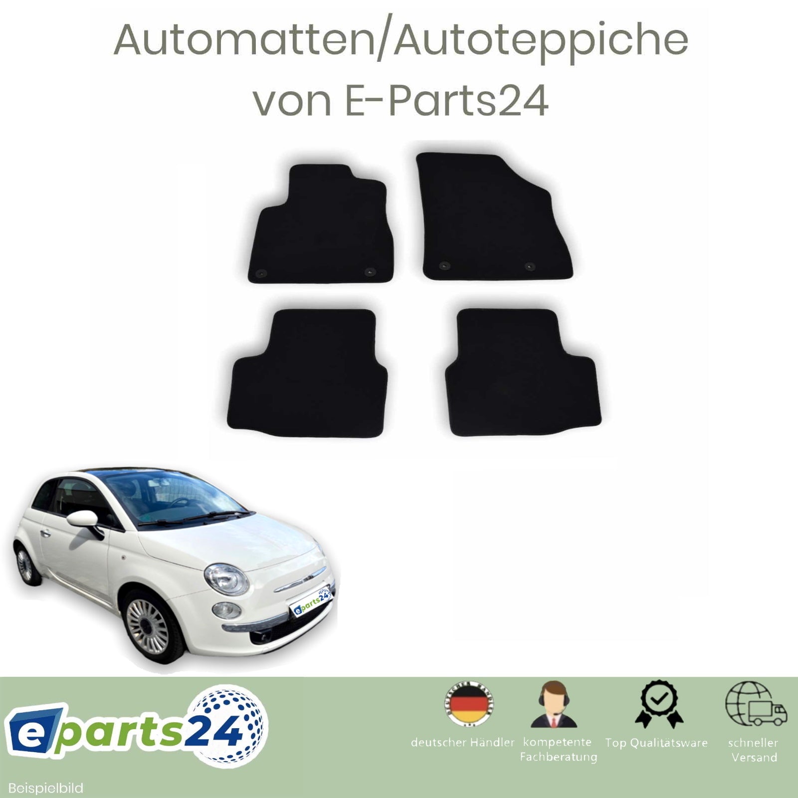 Automatten Fußmatten Autoteppich für Fiat 500 500C Abarth 2007-2021 pa –  E-Parts24