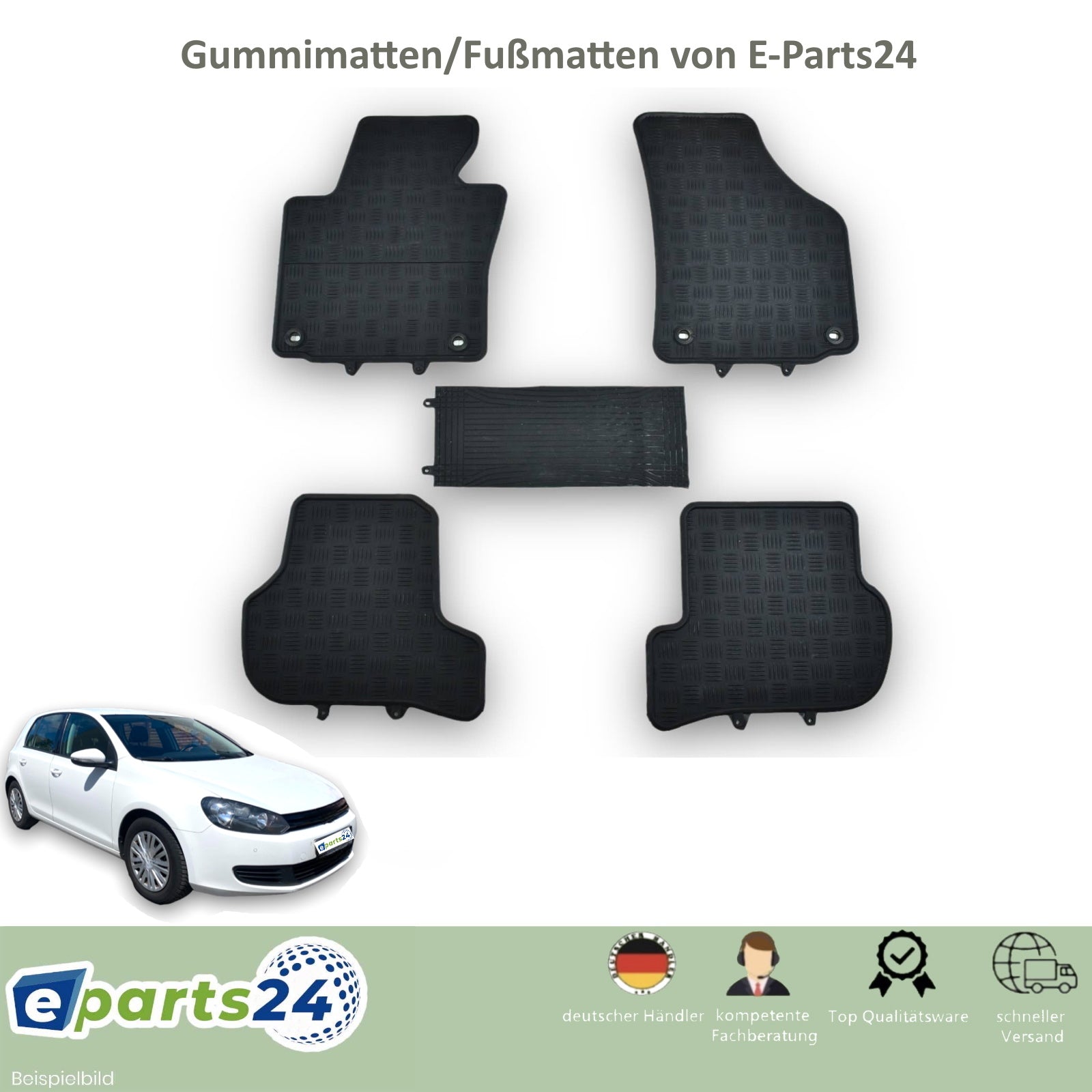 Automatten Fußmatten Gummimatten für VW Golf 6 VI 2008-2012 schwarz 5 tlg. Set