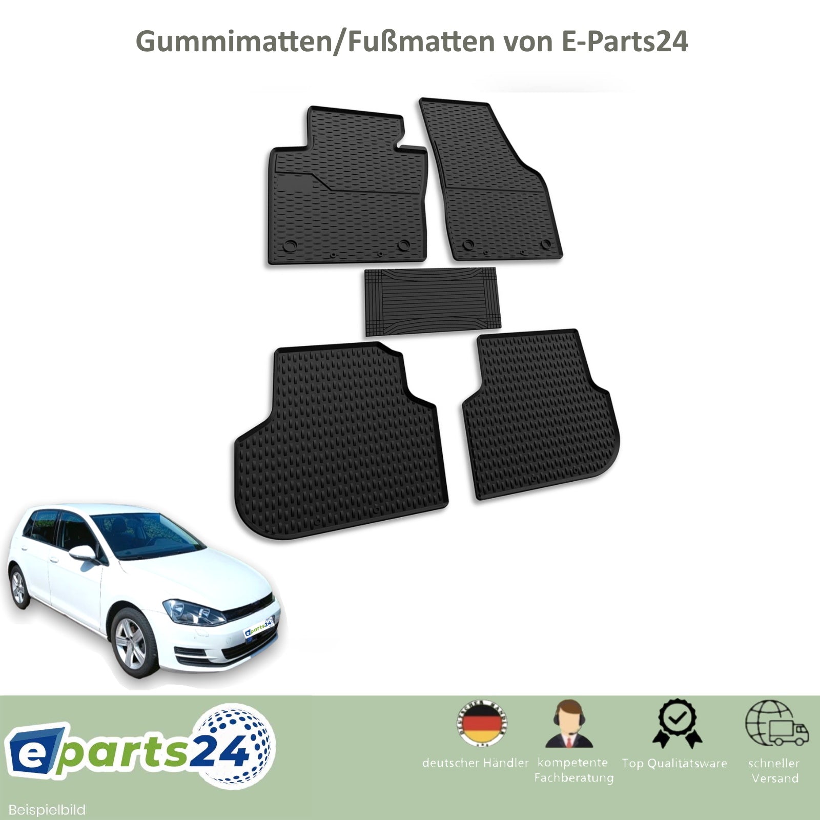 Premium Gummi Fußmatten Set Schwarz für VW