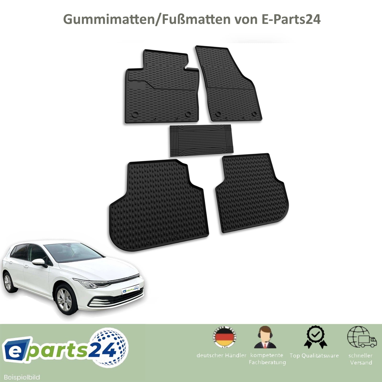 Car mats floor mats 3D rubber mats for VW Golf 8 from 2019- black 5 pcs. set