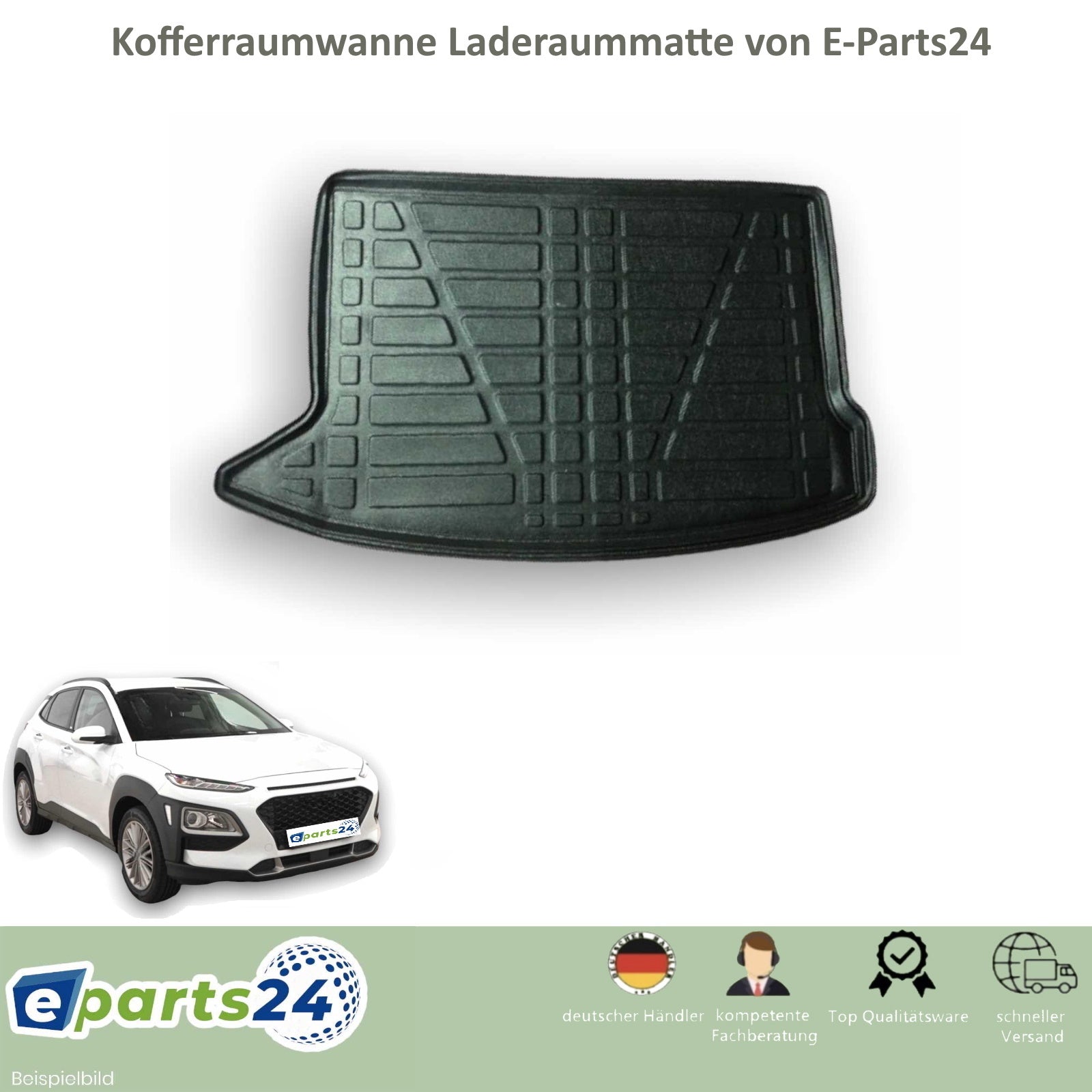 Trunk liner rubber mat with repair for Hyundai Kona from 2017-