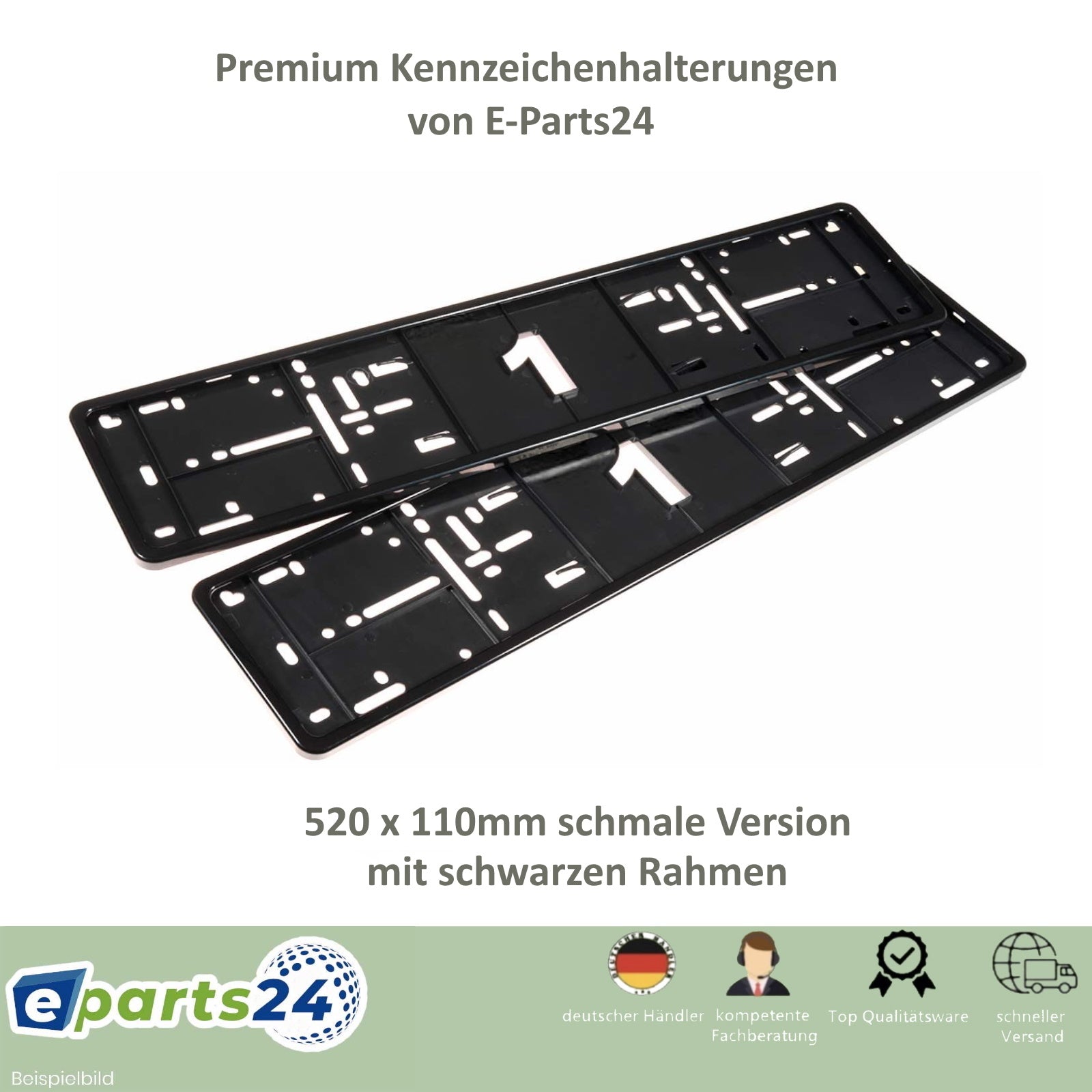 2x KFZ Kennzeichenhalter Nummernschildhalter 520x110mm schmale Version –  E-Parts24
