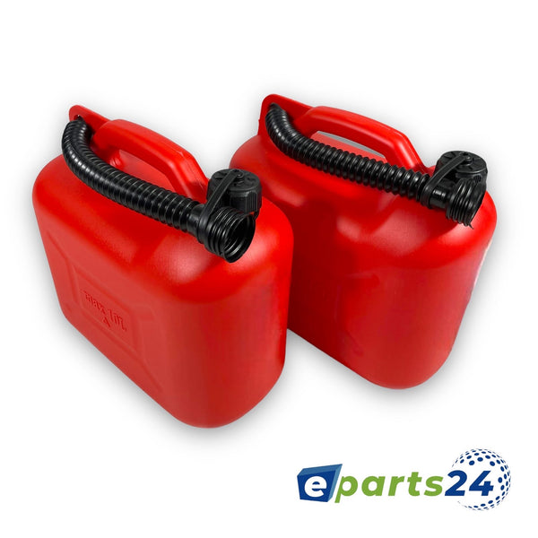 Petrol canister 2x 10L reserve canister fuel with UN plastic pourer red