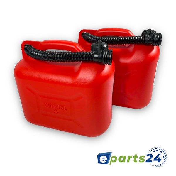 Petrol canister 2x 10L reserve canister fuel with UN plastic pourer red