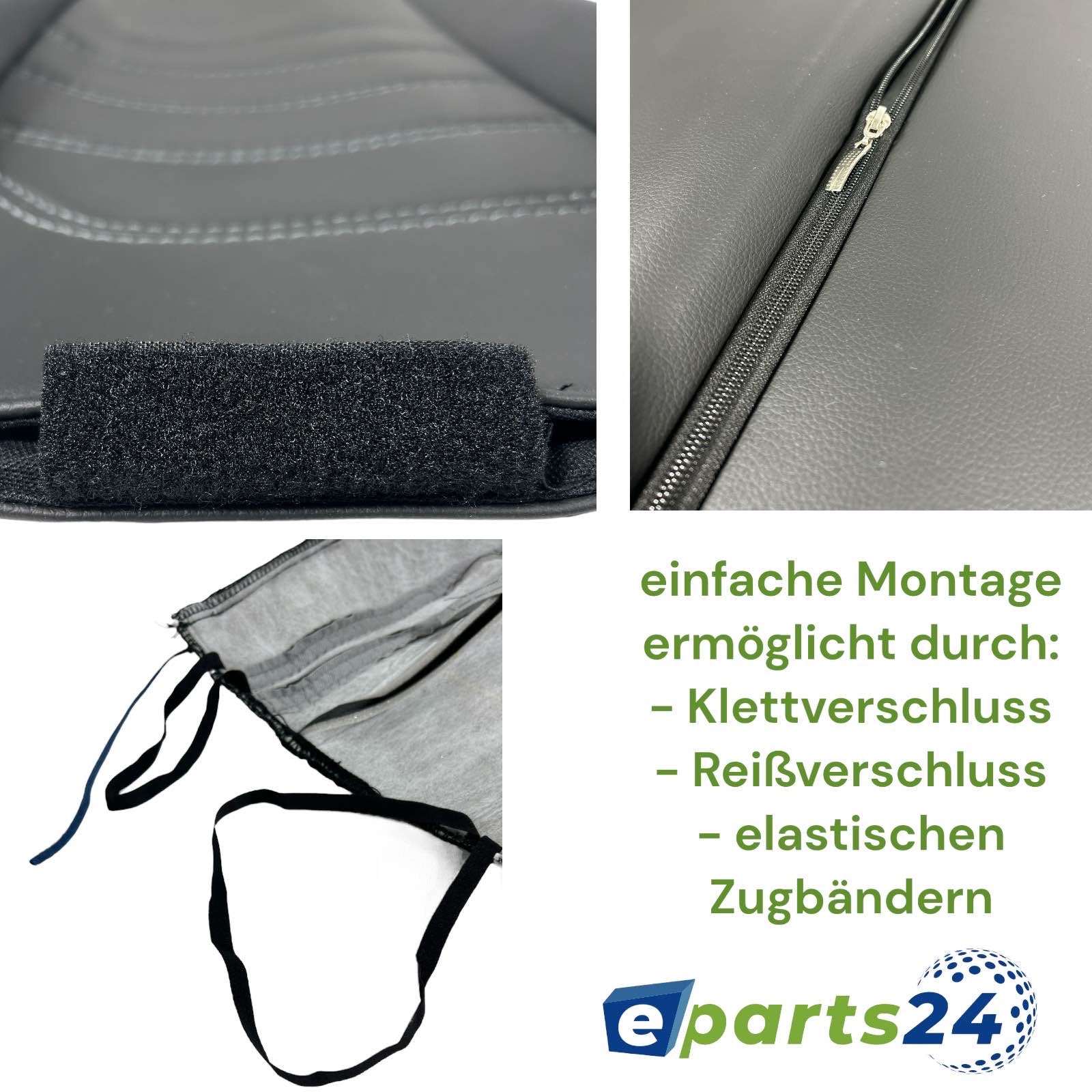 Maß Sitzbezüge 2+1 Set Kunstleder für Mercedes Vito Viano W639 2003-2014 schwarz