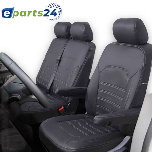 Custom seat covers 2+1 slipcover artificial leather for Mercedes Vito W447 from 2014- black