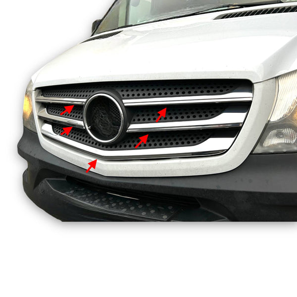 Radiator grille front trims stainless steel for Mercedes Vito W447 Tourer 2014-2020 5pcs.