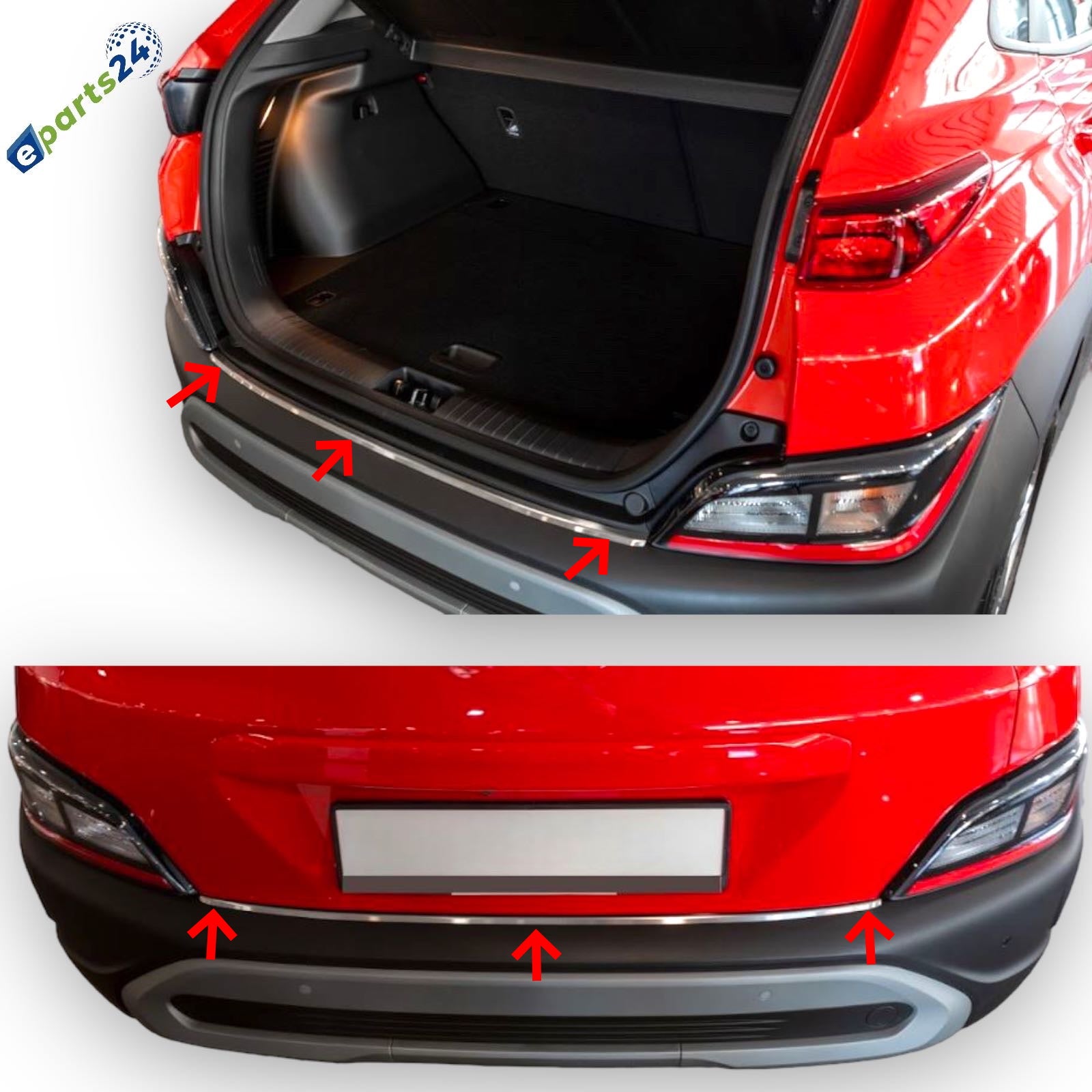 Loading sill protection rear protection for Hyundai Kona from 2017- black matt powder coated.