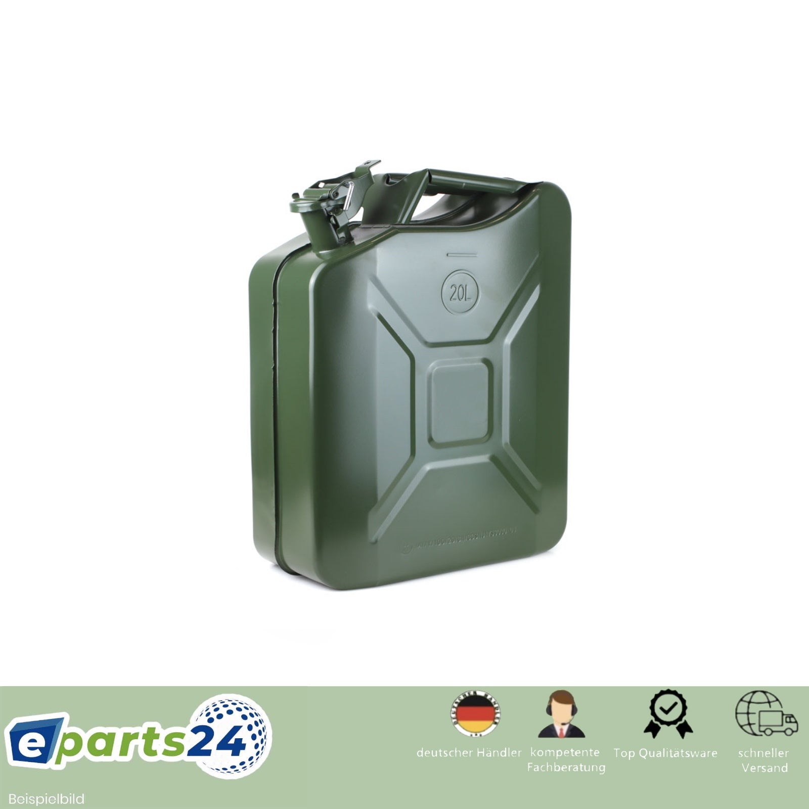 Benzinkanister Metall 20 Liter, Kraftstoffkanister, UN-zertifizierter  Diesel Kanister mit Sicherheitsverschluss 3A1 olivegrün, 46x37x16 cm
