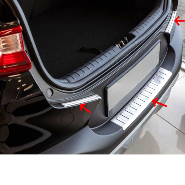 Loading sill protection rear protection for Kia Stonic from 2017- stainless steel 3-piece glossy chrome