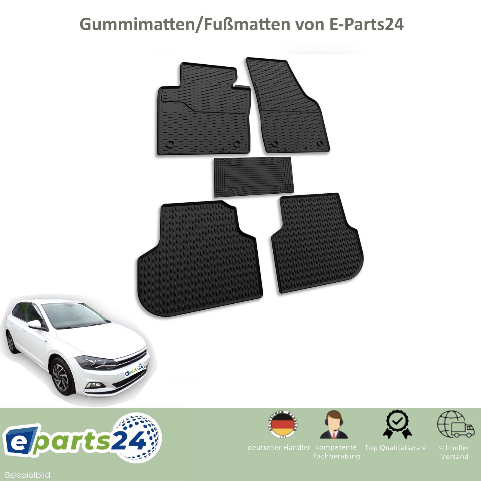 Automatten Fußmatten 3D Gummimatten für VW Polo VI ab 2017- schwarz 5 tlg. Set