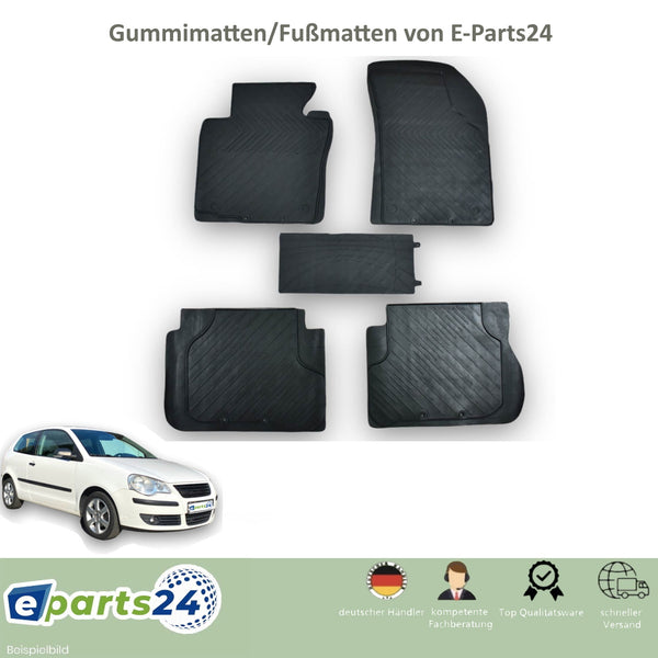 Car mats floor mats rubber mats for VW Polo 9N 2003 - 2009 black 5 pcs. set