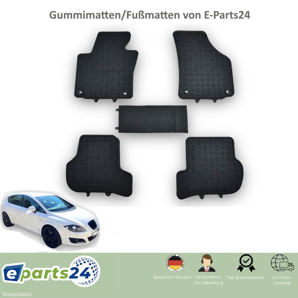 Car mats, floor mats, rubber mats for Seat Leon 1P 2005-2012, black, 5 pieces.