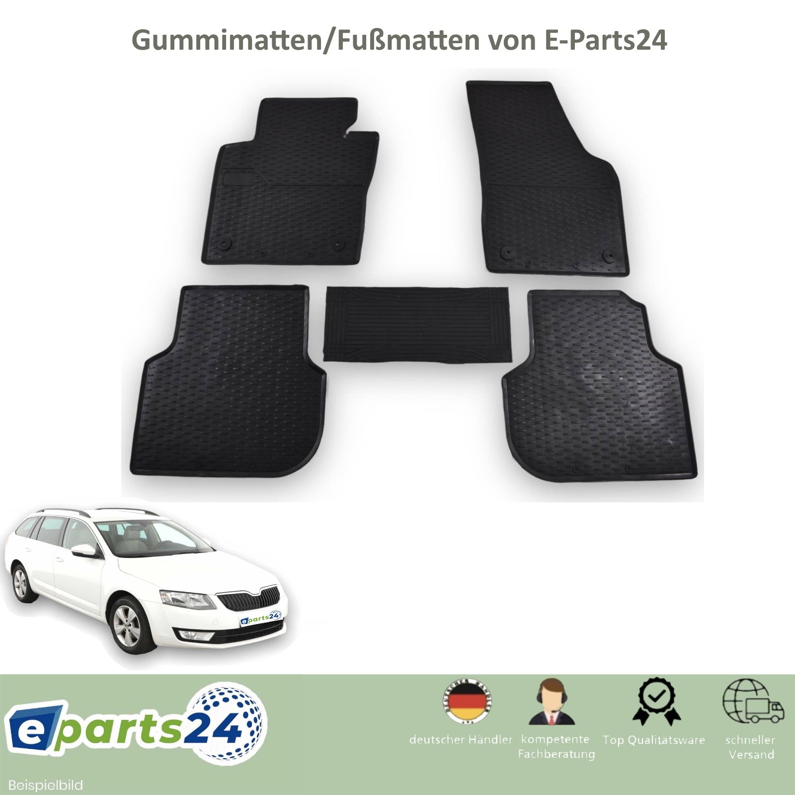 Car mats, floor mats 3D rubber mats for Skoda Octavia 3 from 2013- black 5 pcs.