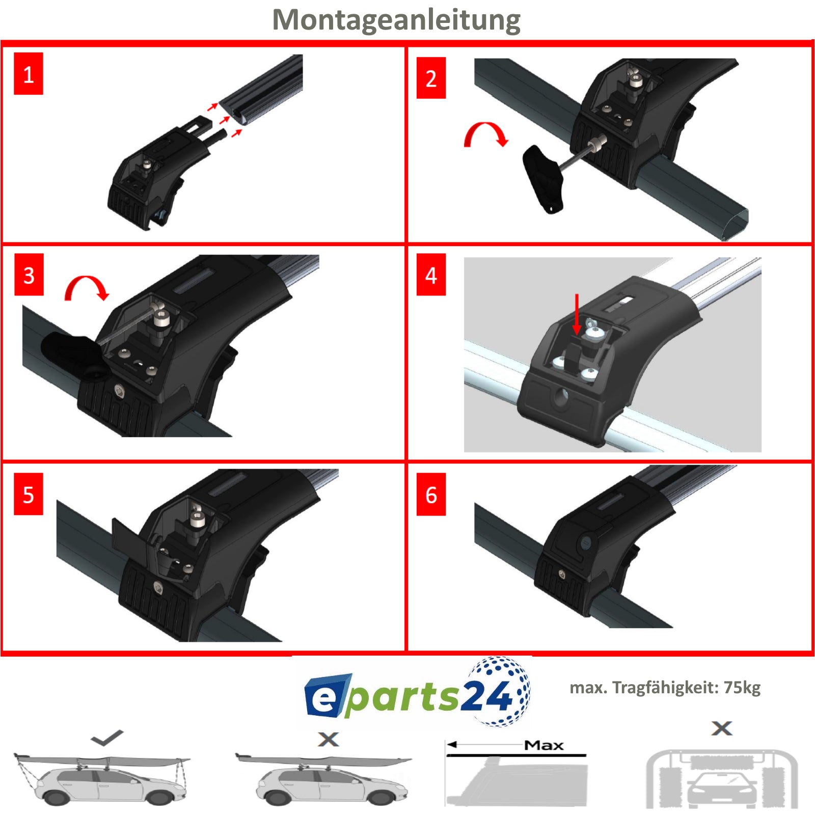 Dachträger Querträger für Hyundai IX35 geschlossene Reling 2010-2015 schwarz Alu