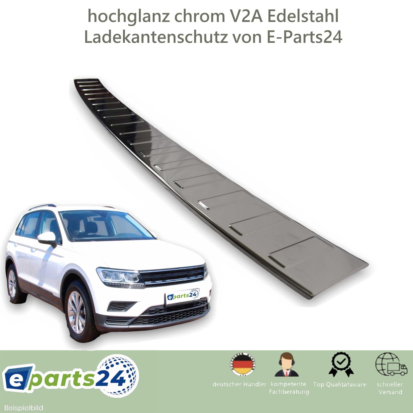 Edelstahl Ladekantenschutz für VW Tiguan 2 / Allspace ab 2016-  Pulverbeschichtet