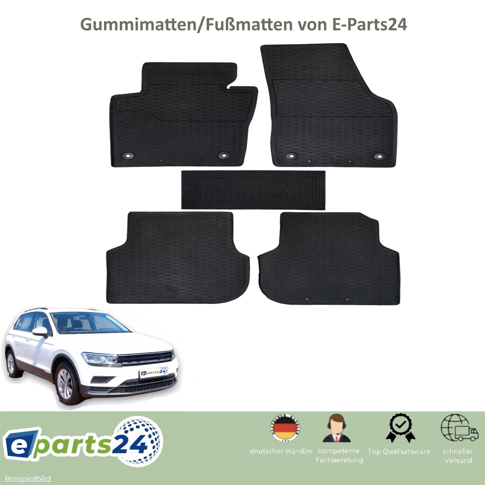 Automatten Fußmatten 3D Gummimatten für VW Tiguan 2 AD1 ab 2016- schwarz 5tlg.