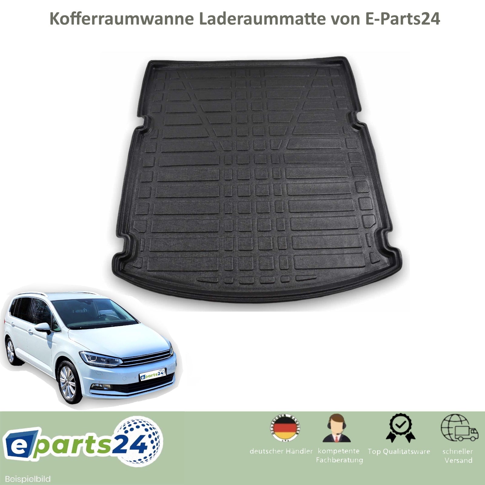 Gummi Kofferraumwanne Kofferraummatte Laderaumwanne für VW Touran 2 MK –  E-Parts24