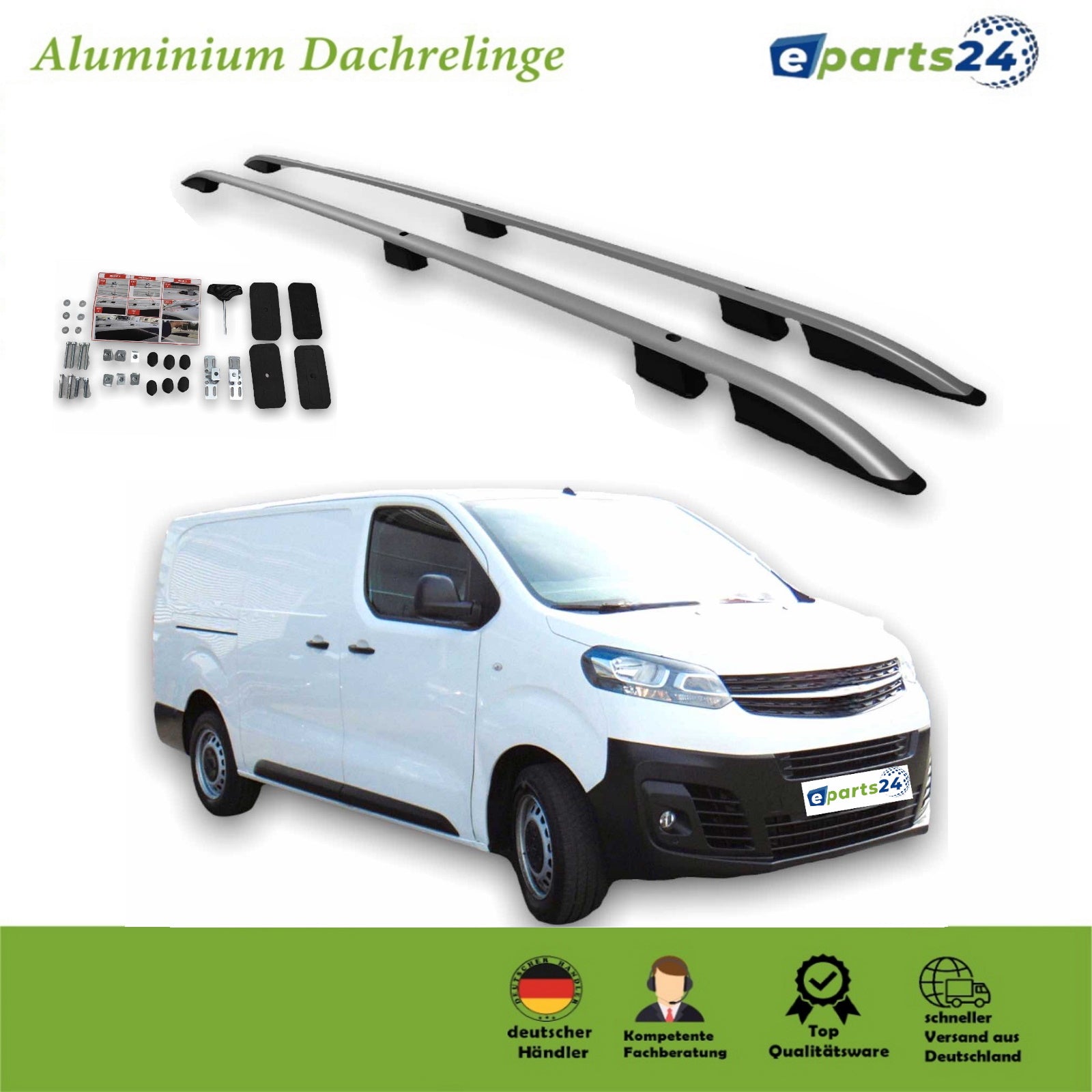 Dachreling Set für Opel Vivaro C Traveller Jumpy ab 2019- L3 langer Radstand Alu