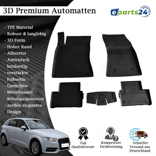 Car mats floor mats Premium TPE for Audi A3 8V 2013-2020 5-piece mats black