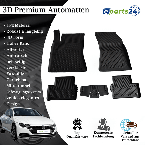 Car mats floor mats Premium TPE for VW Arteon Type 3H from 2017- 5-piece mat set