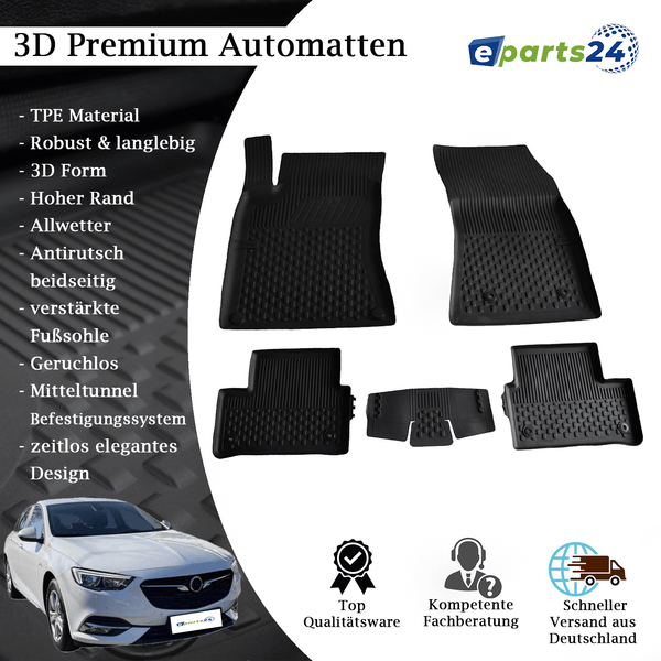 Car mats floor mats Premium TPE for Opel Insignia B from 2017- 5-piece mat set