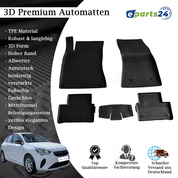 Car mats floor mats Premium TPE for Opel Corsa F from 2019- 5-piece mat set