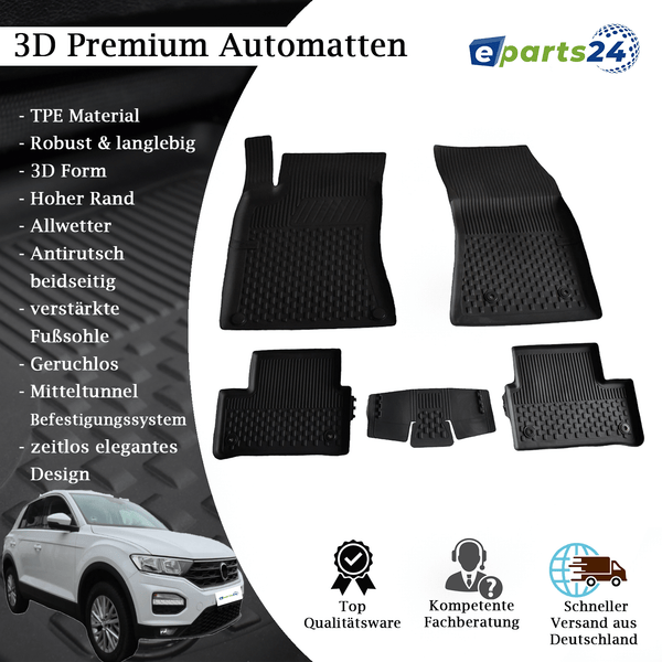 Car mats floor mats Premium TPE for VW T-Roc R Type A1 from 2017 mat set black