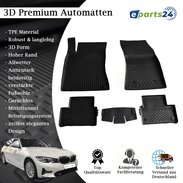 Car mats floor mats Premium TPE for BMW 3 Series G20 G21 from 2019- 5-piece mat set