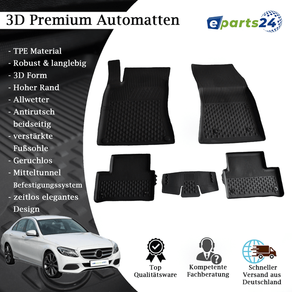 Automatten Fußmatten Premium TPE für Mercedes C-Klasse W205 S205 C205 2014- 5tlg