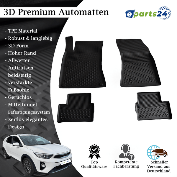 Car mats floor mats Premium TPE for KIA Stonic from 2017- 4 pcs. mat set black