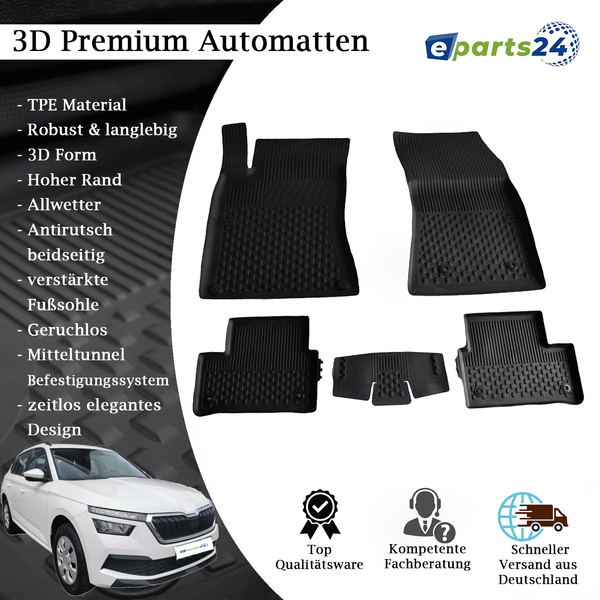 Car mats floor mats Premium TPE for Skoda Kamiq from 2019- 5-piece mat set black