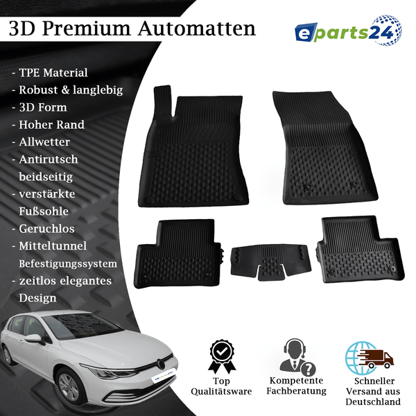 Car mats floor mats Premium TPE for VW Golf 8 VIII from 2019 automatic transmission