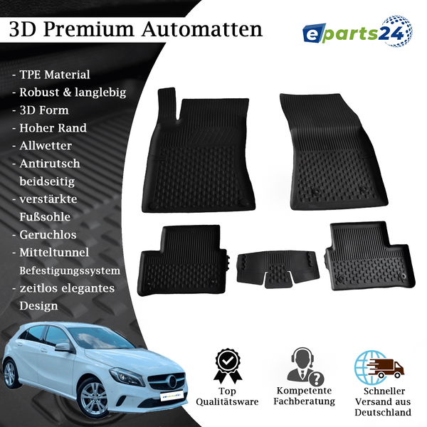 Car mats floor mats Premium TPE for Mercedes A Class W176 2012-2018 5-piece set black