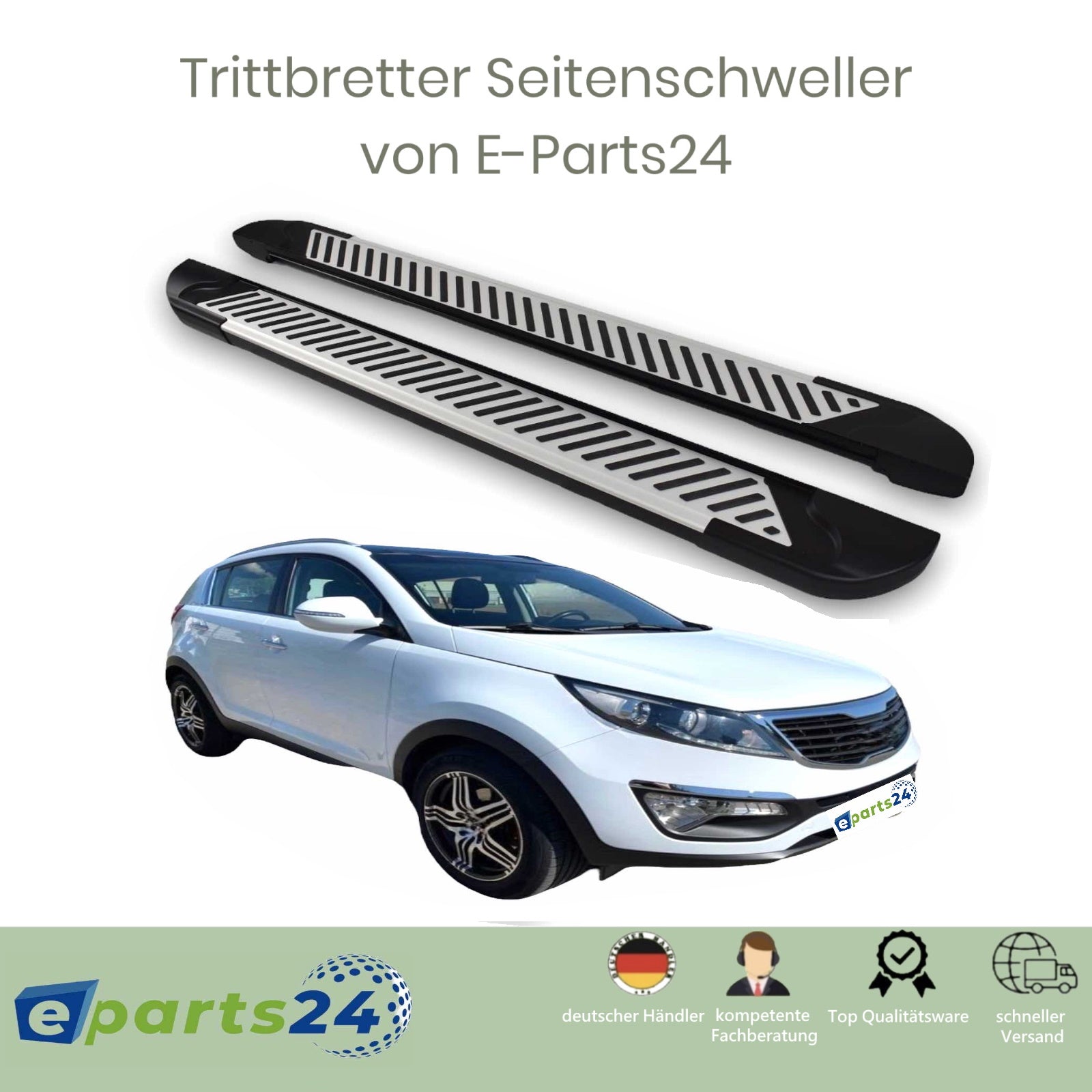 Trittbretter Seitenschweller für KIA Sportage TYP SL 2010-2015 silber –  E-Parts24