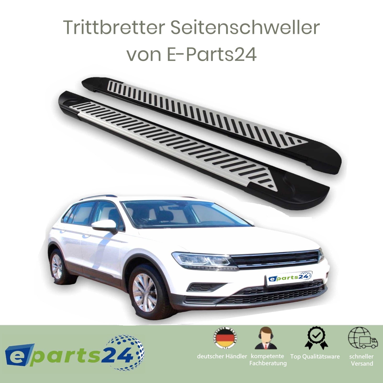 Trittbretter Seitenschweller Alu für VW Tiguan 2 II 2016-2020 silber S –  E-Parts24