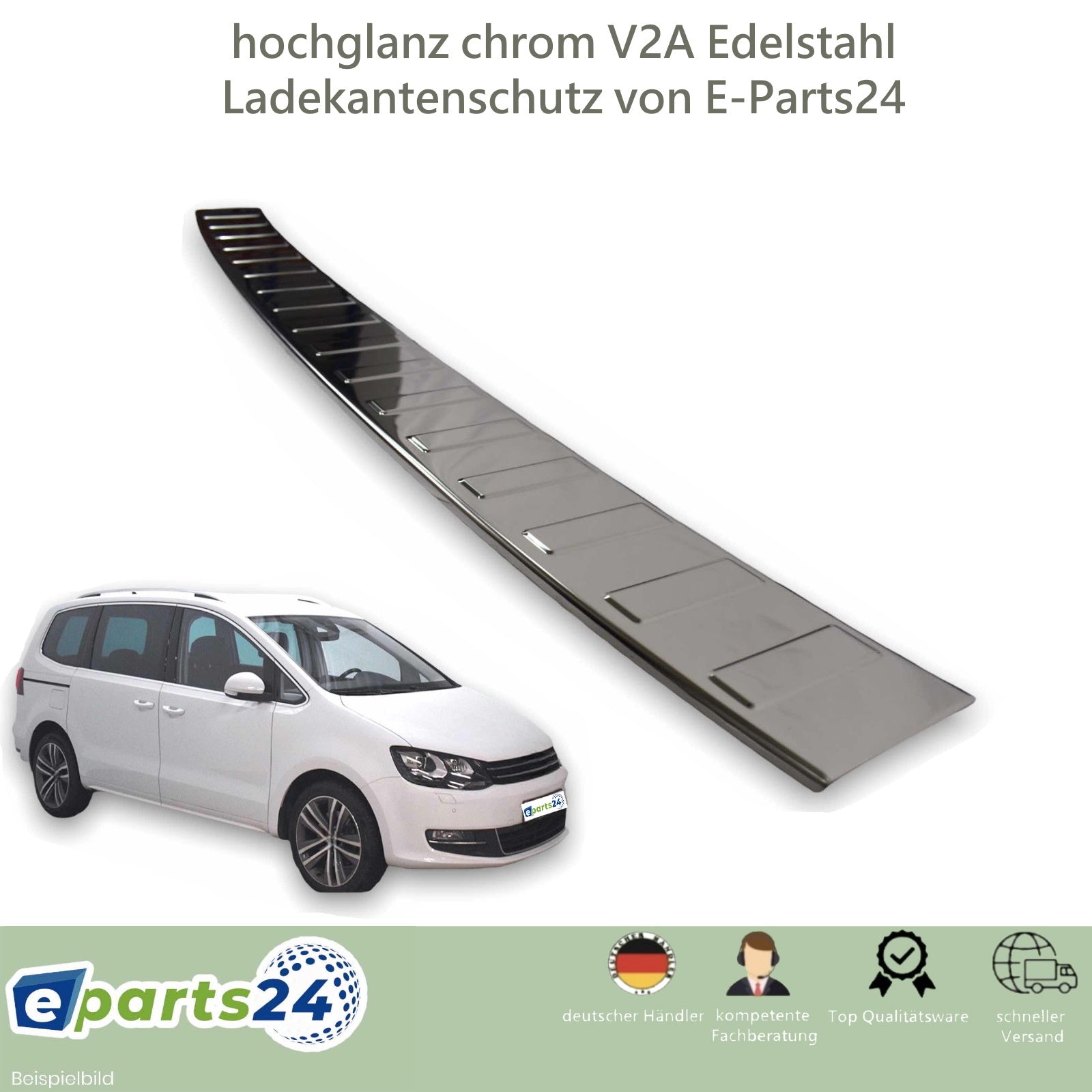 Ladekantenschutz für VW Sharan 2 II Seat Alhambra 2 II ab 2010 Edelstahl glanz