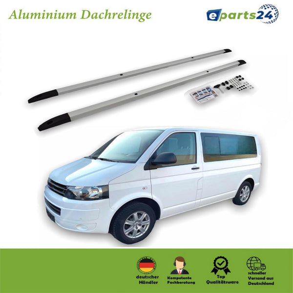 Dachreling bündig aufliegend Sport für VW T5 ab 2003- langer Radstand L2 silber