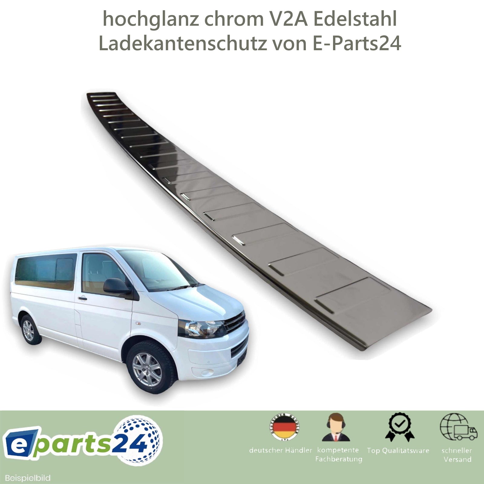 Loading sill protection for VW T5 Multi California Caravelle 2003-2015 stainless steel chrome