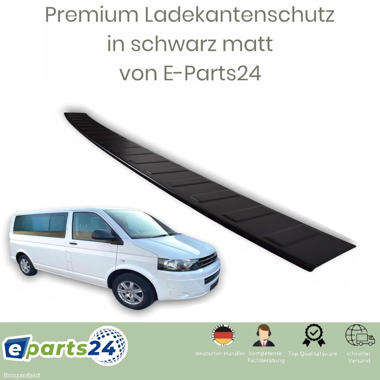 Premium – schwarz 2003-2015 pu Ladekantenschutz für E-Parts24 Edelstahl matt VW T5