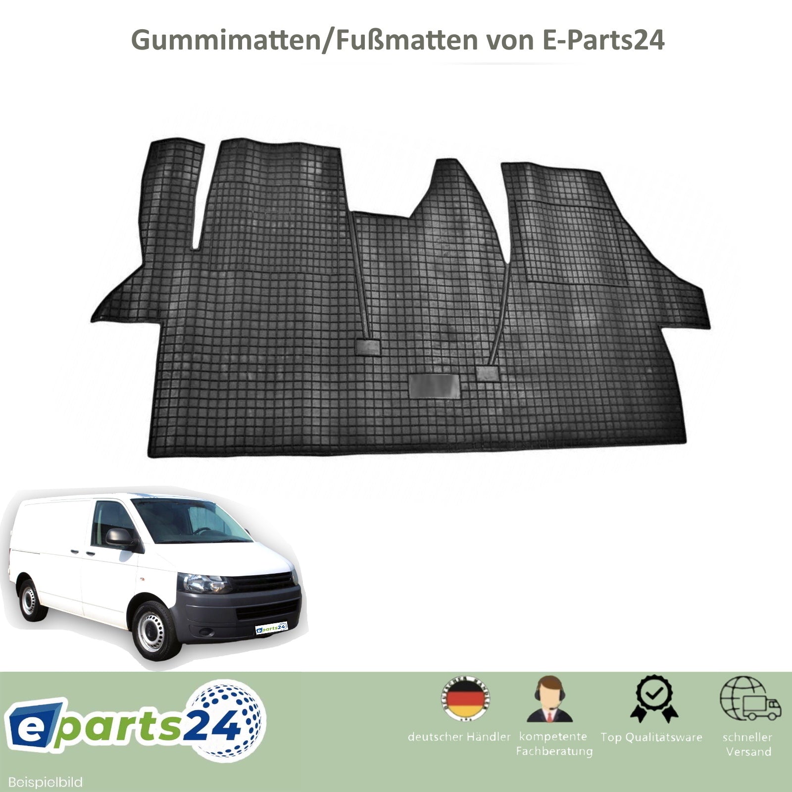 Automatten Fußmatten Gummimatten für VW T5 Transporter 2003-2015 schwarz 1 tlg.