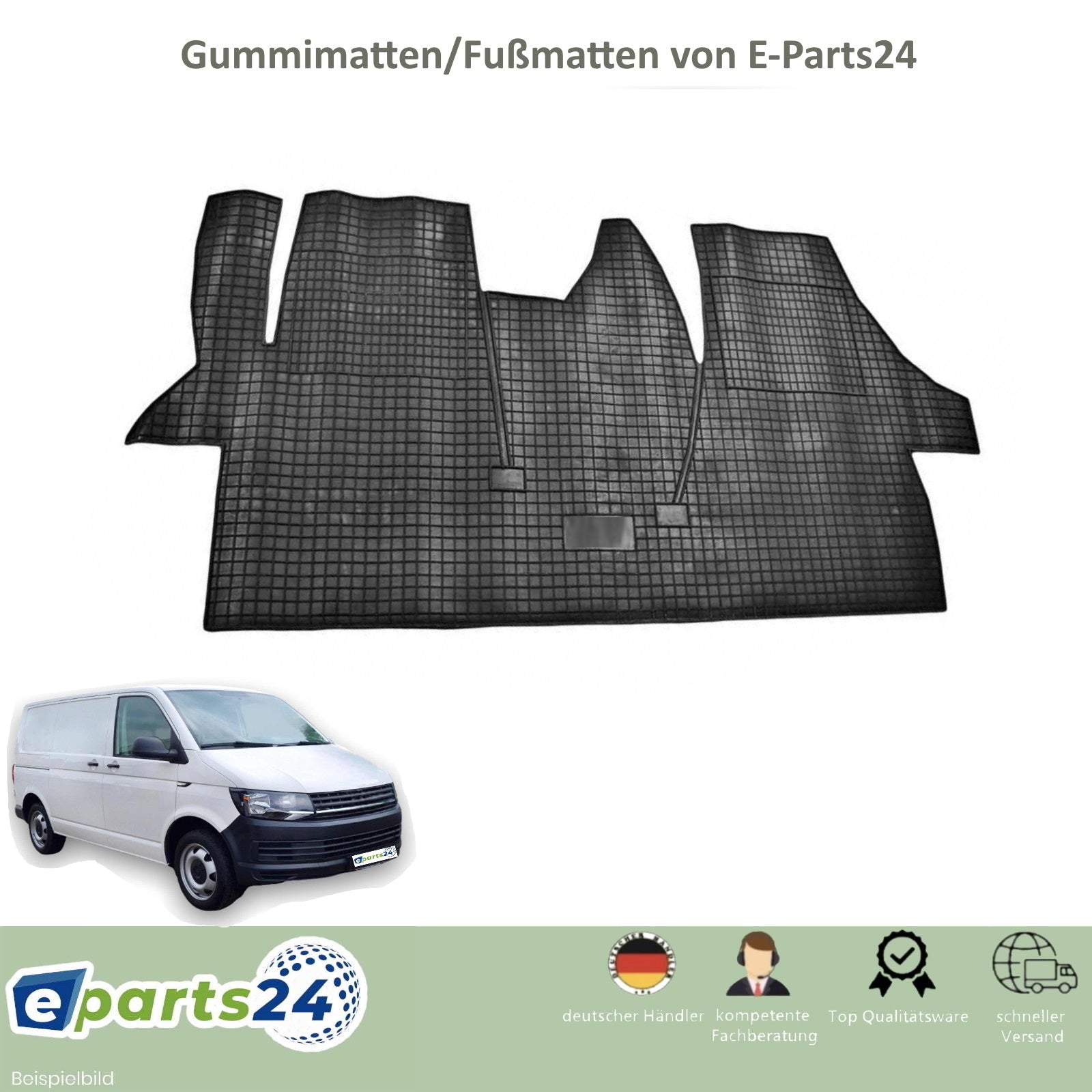 Automatten Fußmatten Gummimatten für VW T6 Transporter 2015-2022 schwa –  E-Parts24