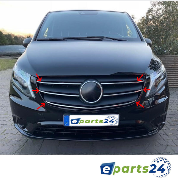 Radiator grille grill strips front stainless steel for Mercedes Vito W447 from 2019- 5pcs.