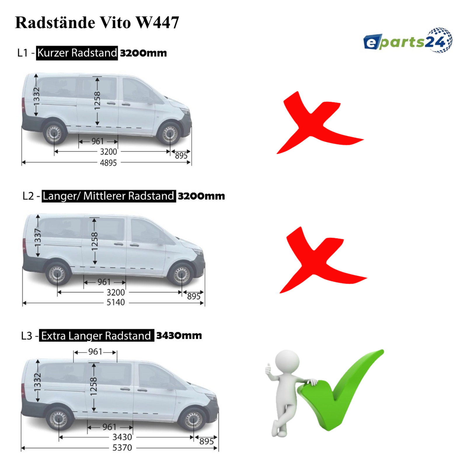 Dachreling für Mercedes Vito Viano W639 W447 2003-2024 L3 extra lang Rad schwarz